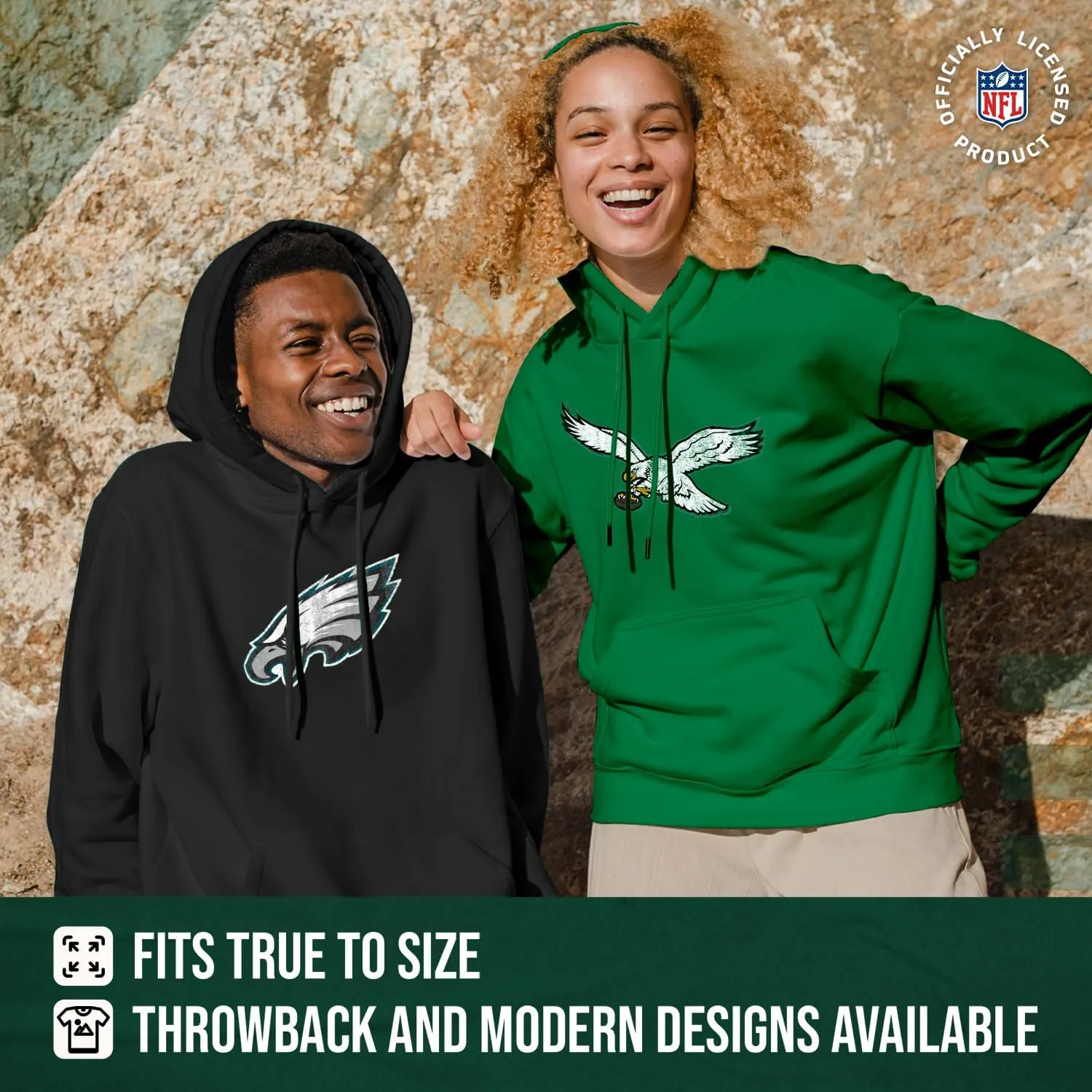 Team Fan Apparel NFL Adult Unisex Modern Throwback Ultra Soft Fleece Hooded Sweatshirt, Heathered Football Hoodie