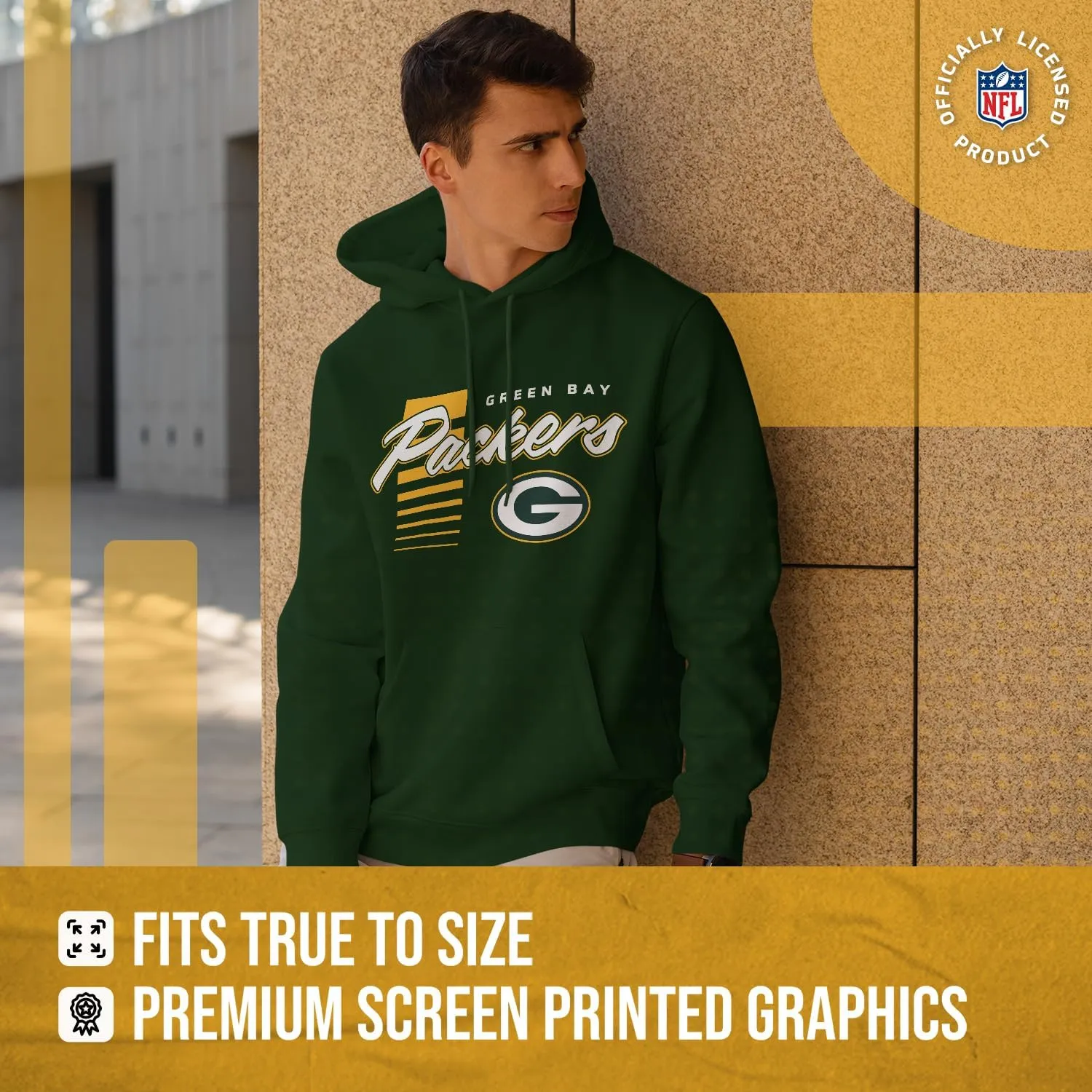 Team Fan Apparel NFL Adult Unisex Retro Script Ultra Soft Fleece Hooded Sweatshirt, Officially Licensed Football Performance