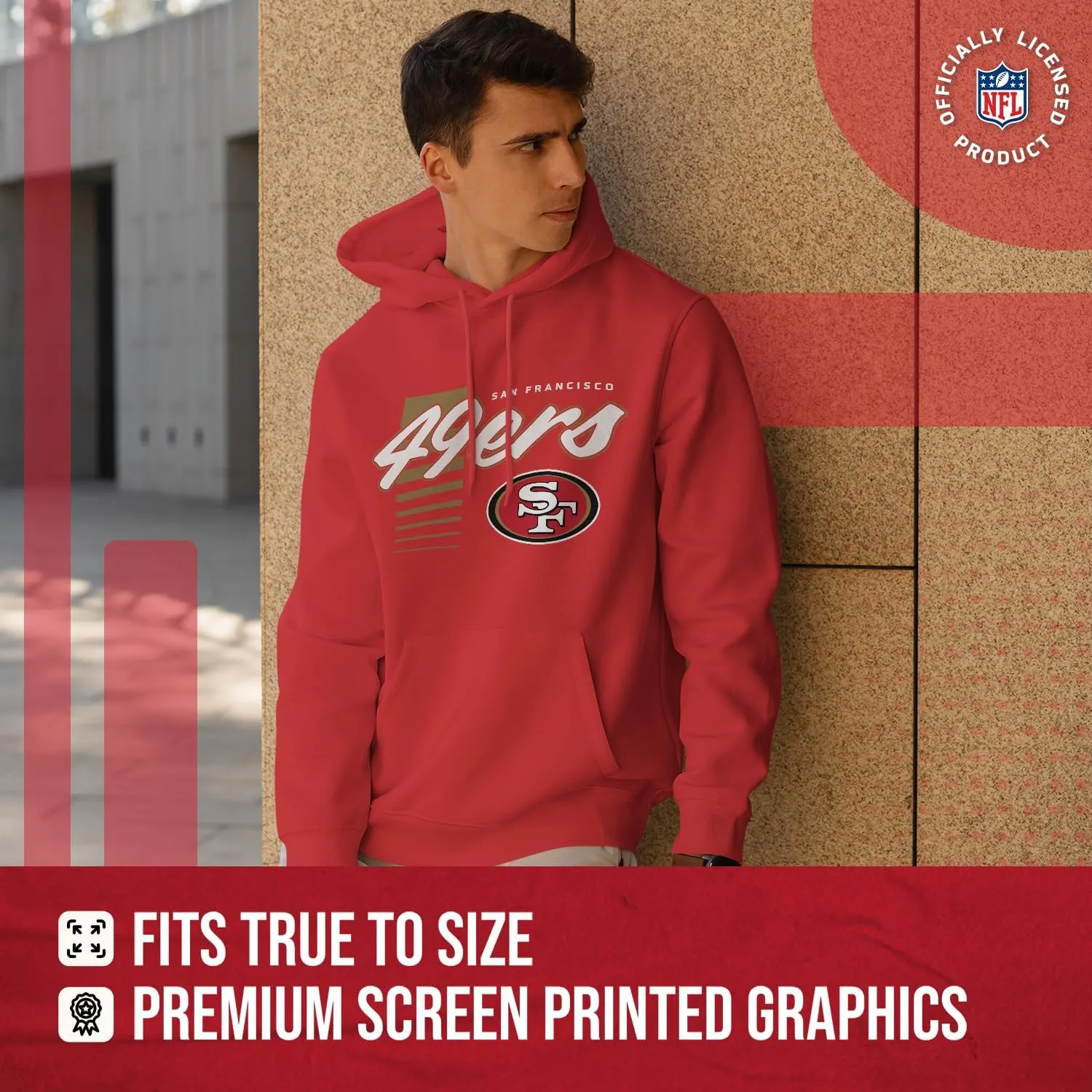 Team Fan Apparel NFL Adult Unisex Retro Script Ultra Soft Fleece Hooded Sweatshirt, Officially Licensed Football Performance