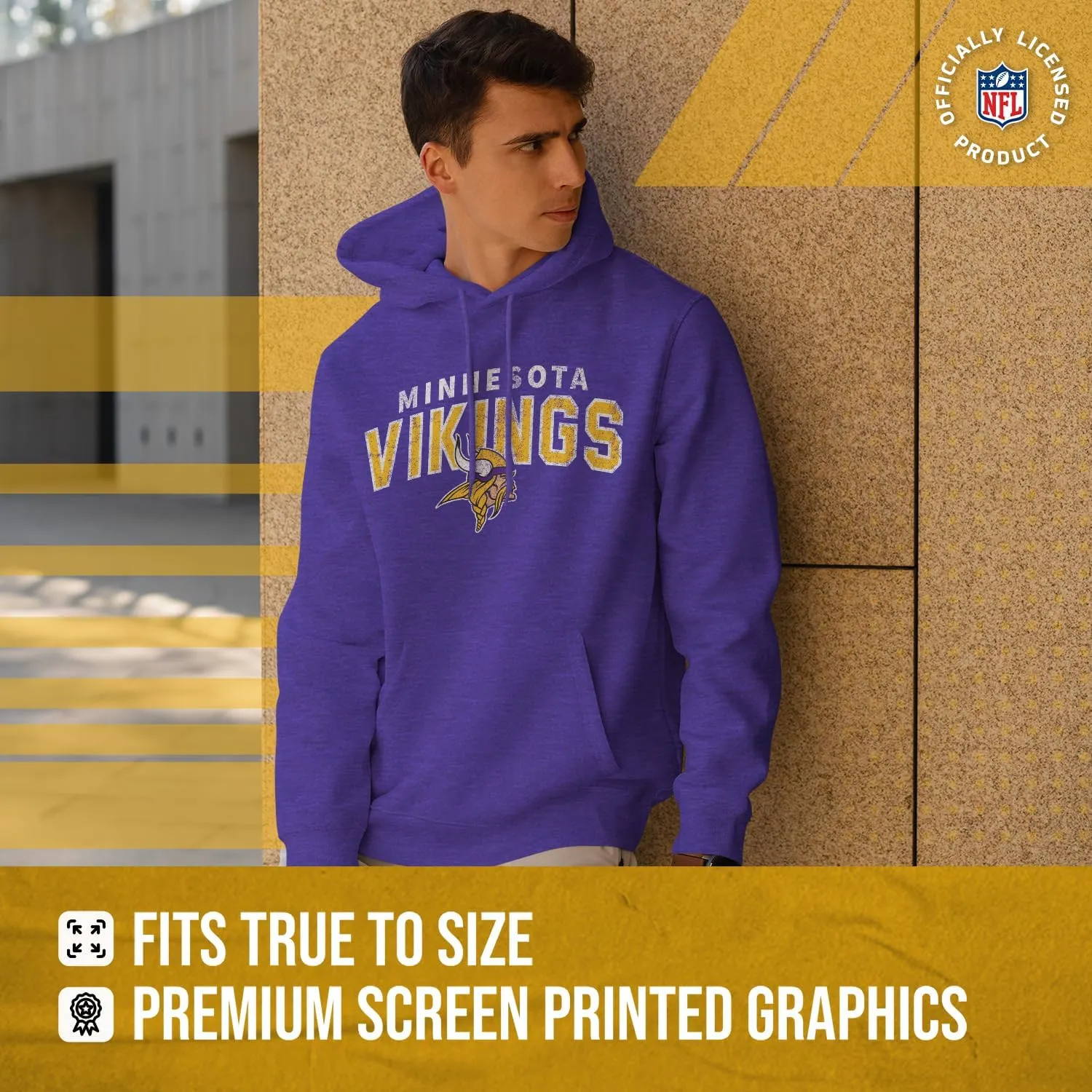 Team Fan Apparel NFL Adult Unisex Starting Fresh Ultra Soft Fleece Hooded Sweatshirt, Heathered Football Hoodie
