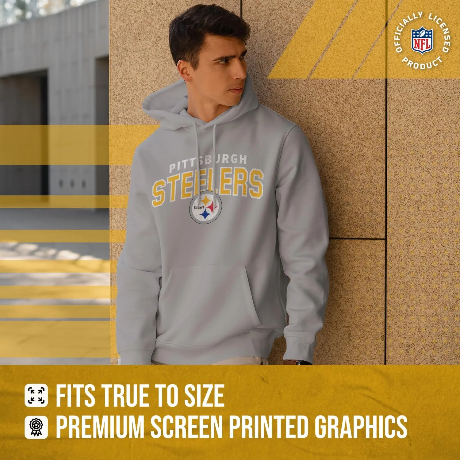 Team Fan Apparel NFL Adult Unisex Starting Fresh Ultra Soft Fleece Hooded Sweatshirt, Heathered Football Hoodie