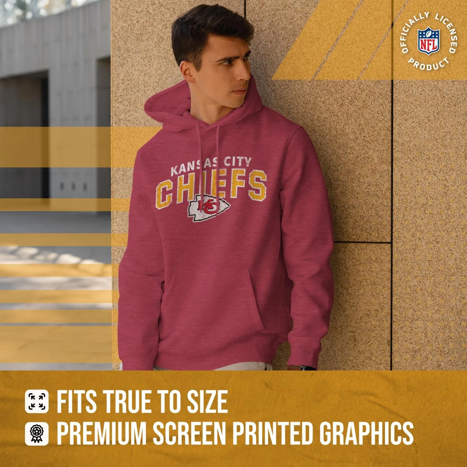 Team Fan Apparel NFL Adult Unisex Starting Fresh Ultra Soft Fleece Hooded Sweatshirt, Heathered Football Hoodie