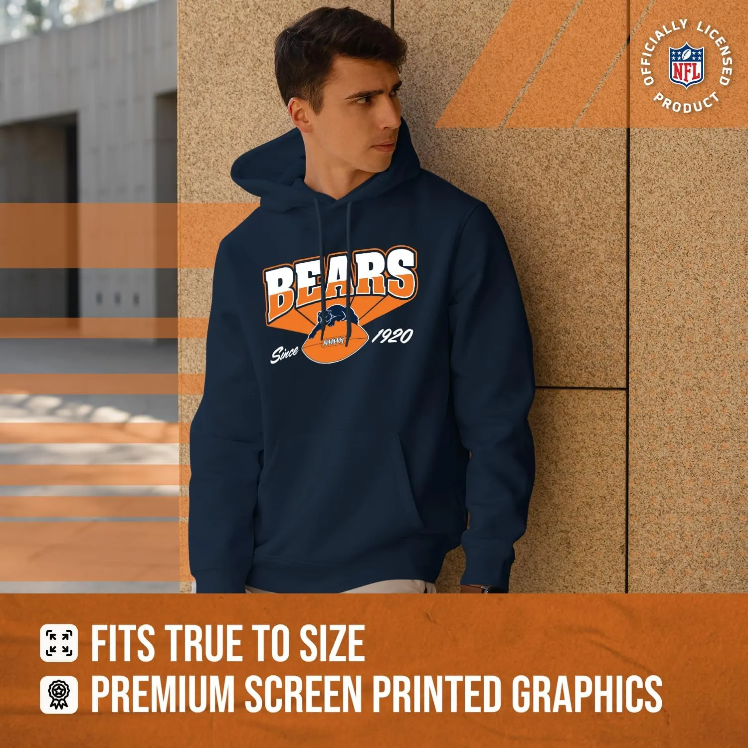 Team Fan Apparel NFL Adult Unisex Vintage Block Ultra Soft Fleece Hooded Sweatshirt, Officially Licensed Football Performance