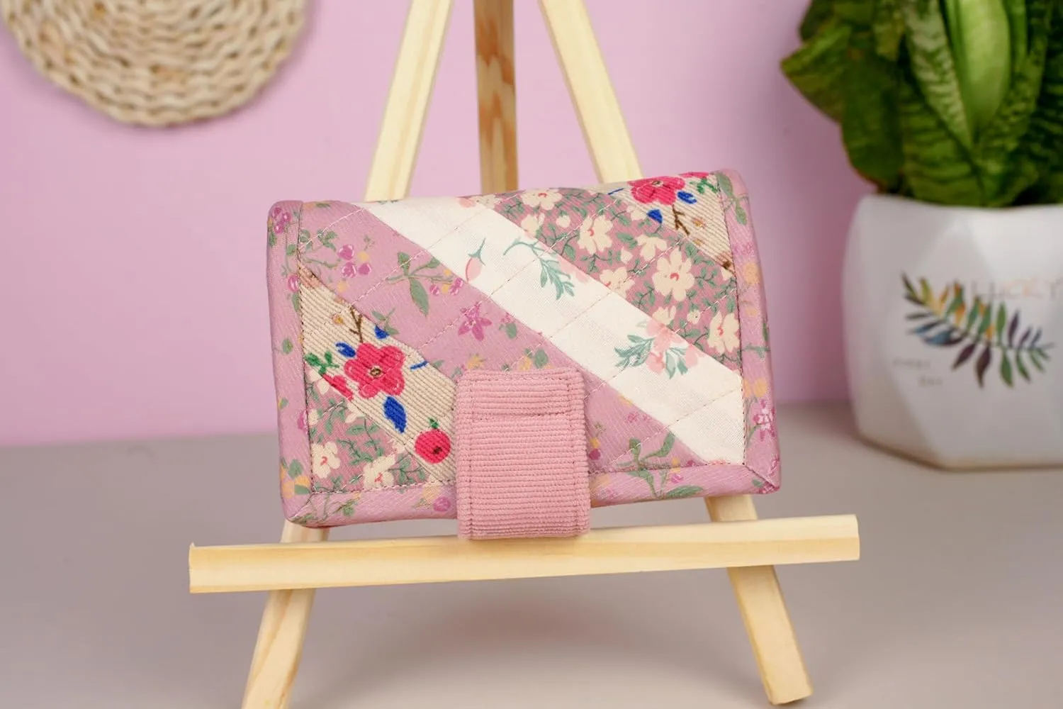 THE ARTISAN'S WHISPER Small Women Wallet, Vintage Fabric Wallet, Bifold Wallet, Floral Ladies Purse, Credit Card Holder, Womens Wallet, Handmade Compact Bifold, Gifts For Her (Mulberry)