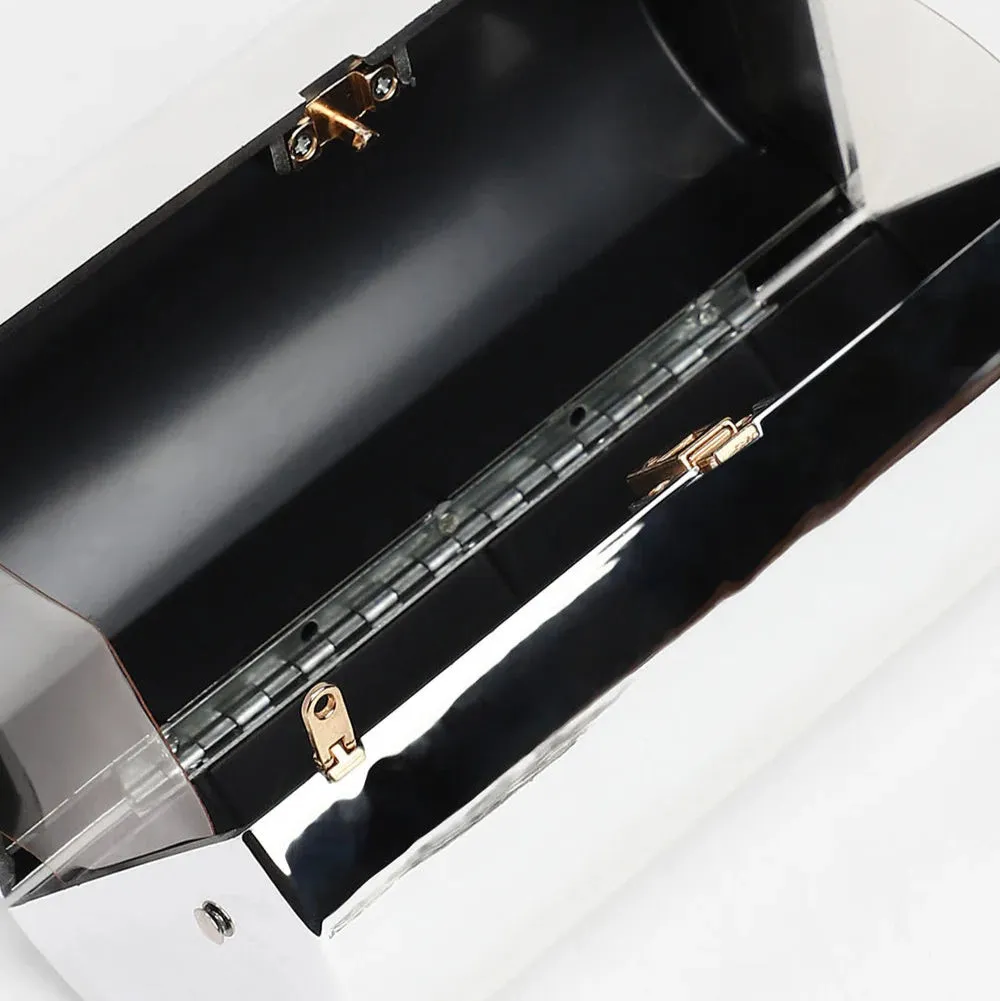 The Columner Clutch Bag – Metallic Silver – A Bold Statement of Modern Elegance