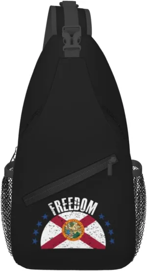 The Florida Flag And Freedom Crossbody Bags For Women Men Chest Backpack Gym Shoulder Bag Travel Outdoor Sports Casual Crossbody Bags