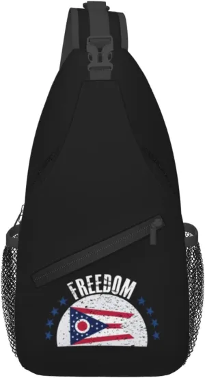 The Ohio Flag And Freedom Crossbody Bags For Women Men Chest Backpack Gym Shoulder Bag Travel Outdoor Sports Casual Crossbody Bags