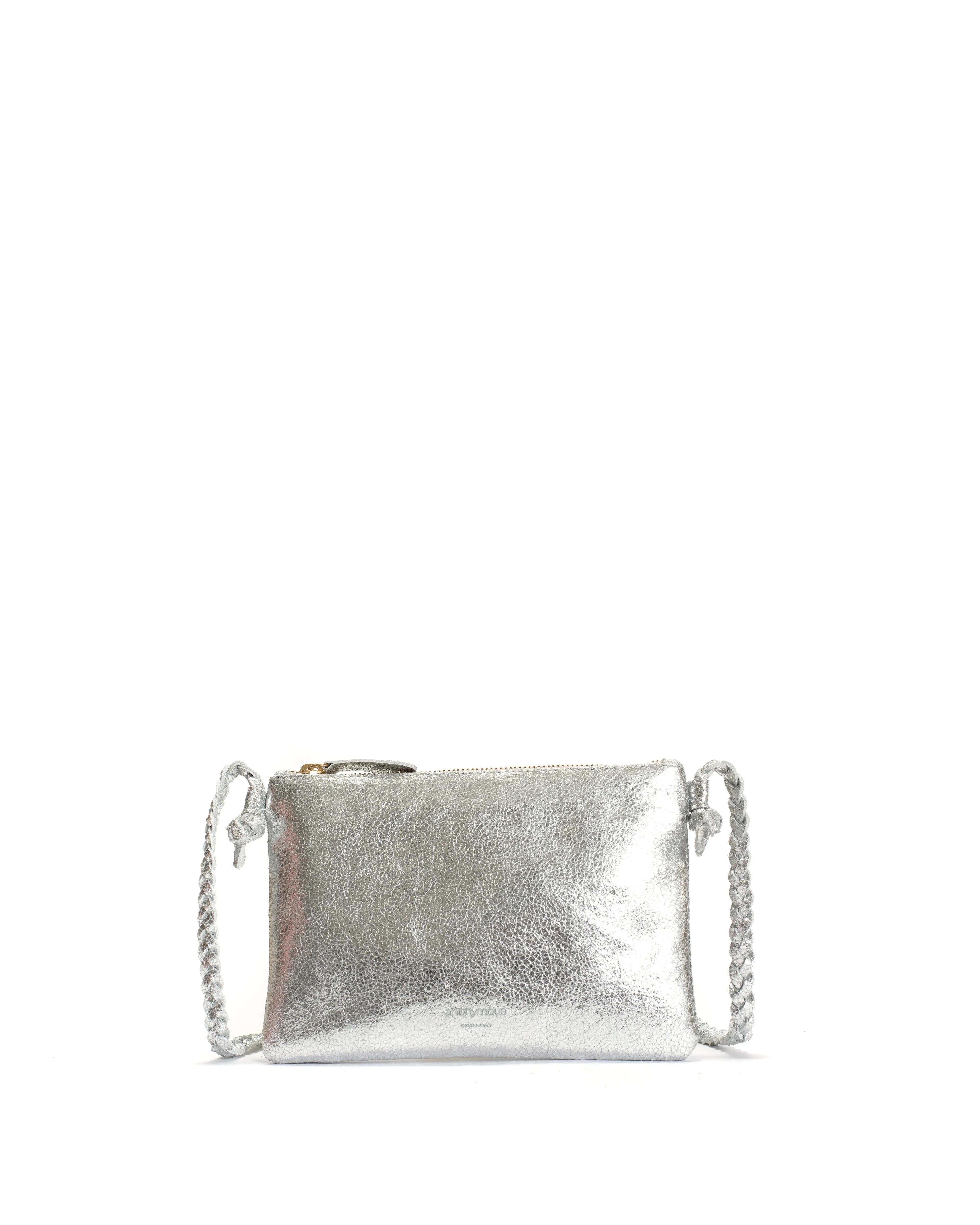 Thinna clutch Crackled metallic goat Silver