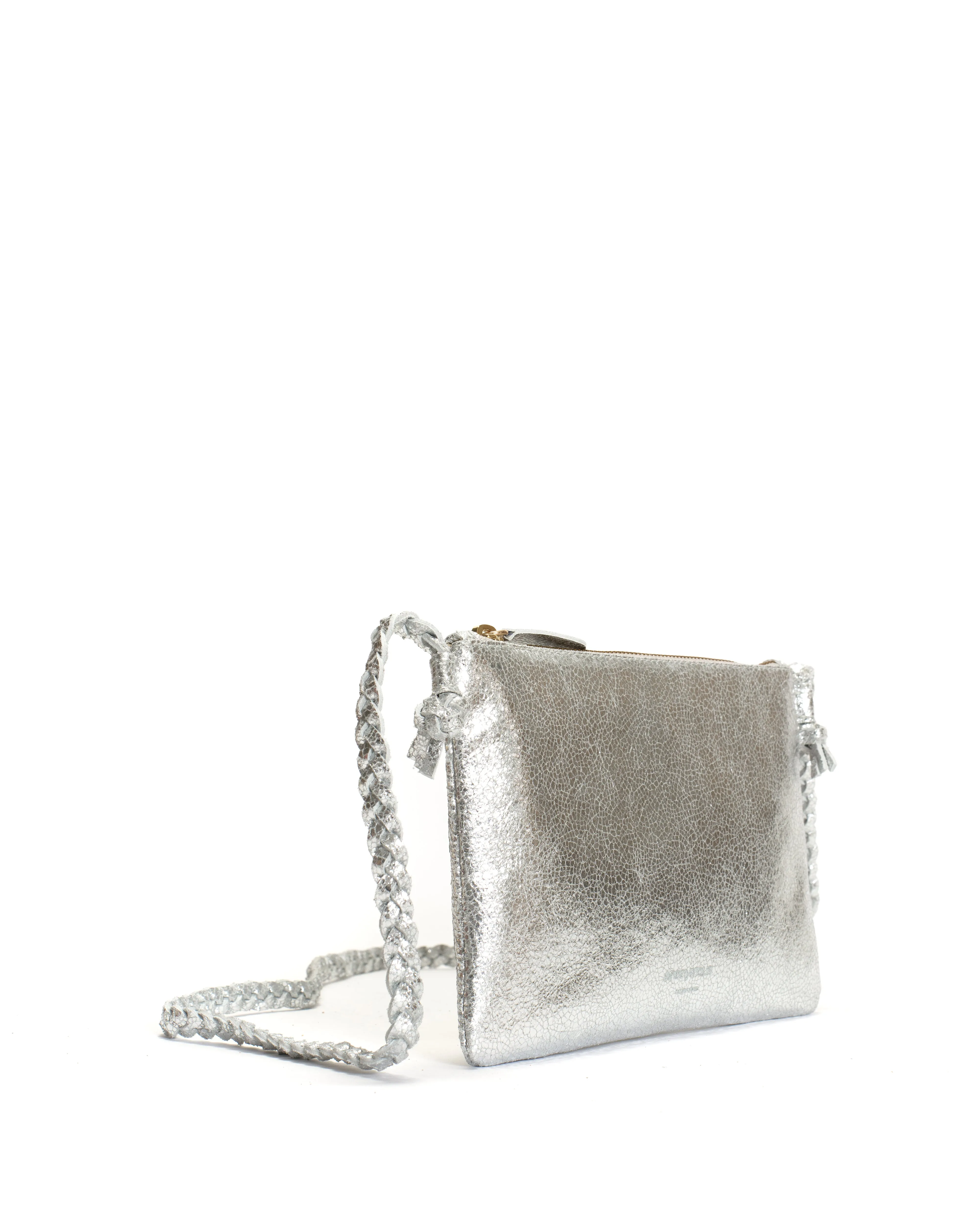 Thinna clutch Crackled metallic goat Silver