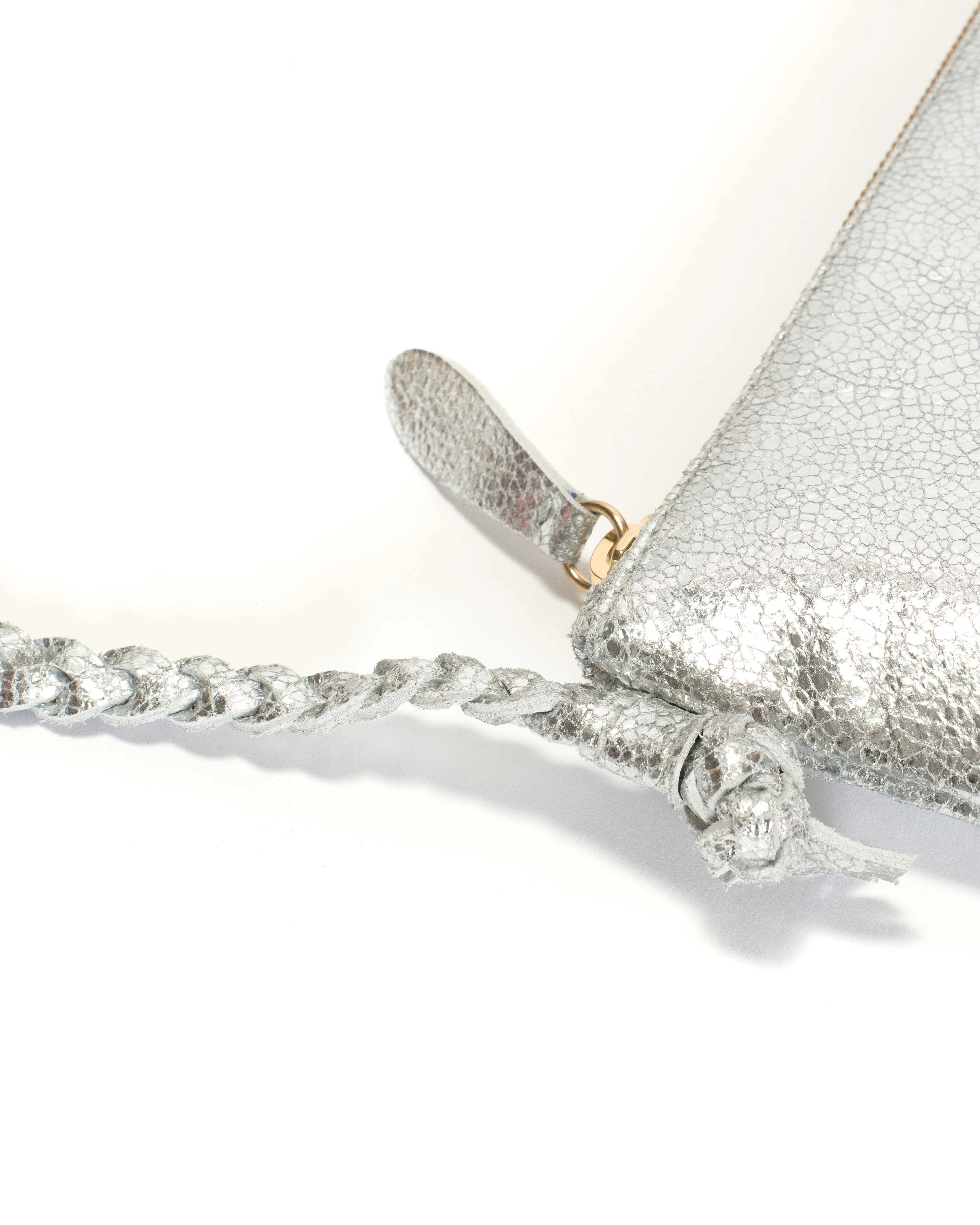 Thinna clutch Crackled metallic goat Silver