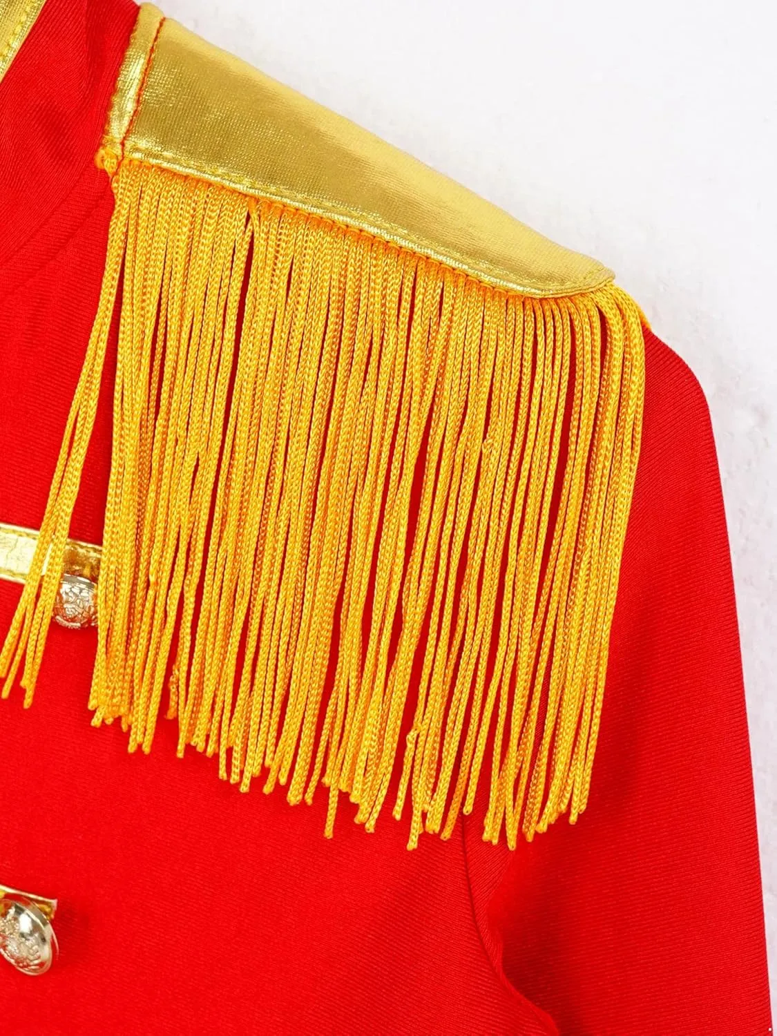 TiaoBug Kids Boys Girls Halloween Costume Red Circus Ringmaster Drum Majorette Costumes Tassel Jacket