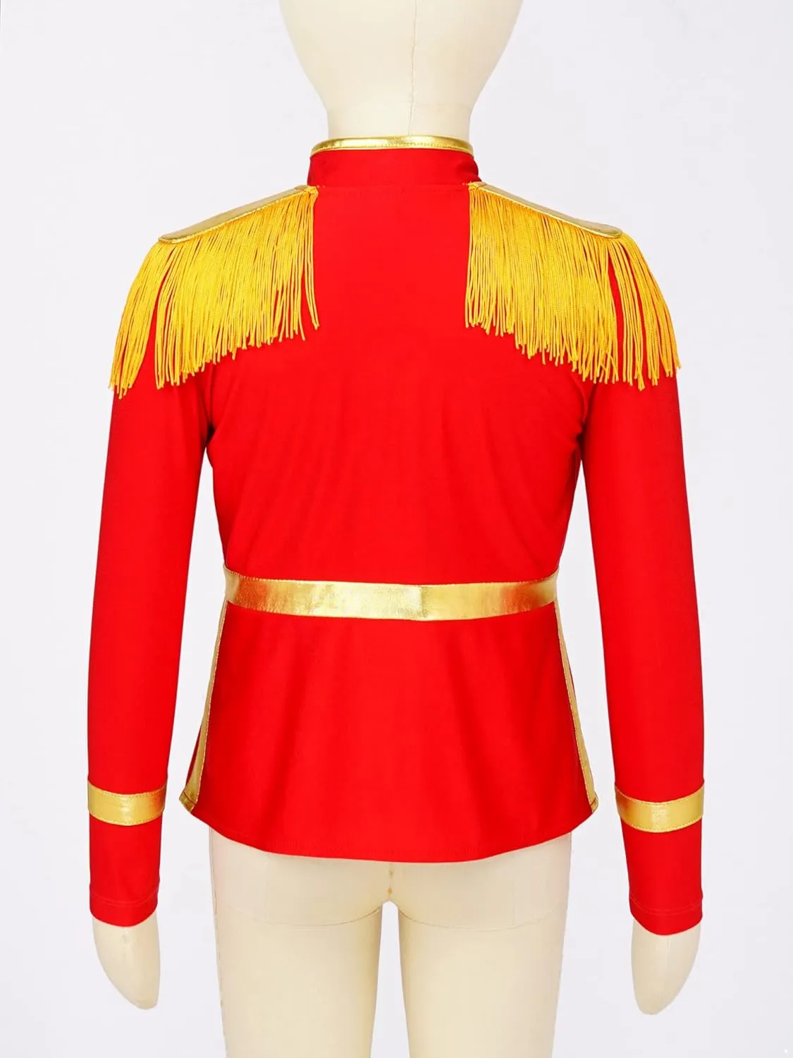 TiaoBug Kids Boys Girls Halloween Costume Red Circus Ringmaster Drum Majorette Costumes Tassel Jacket