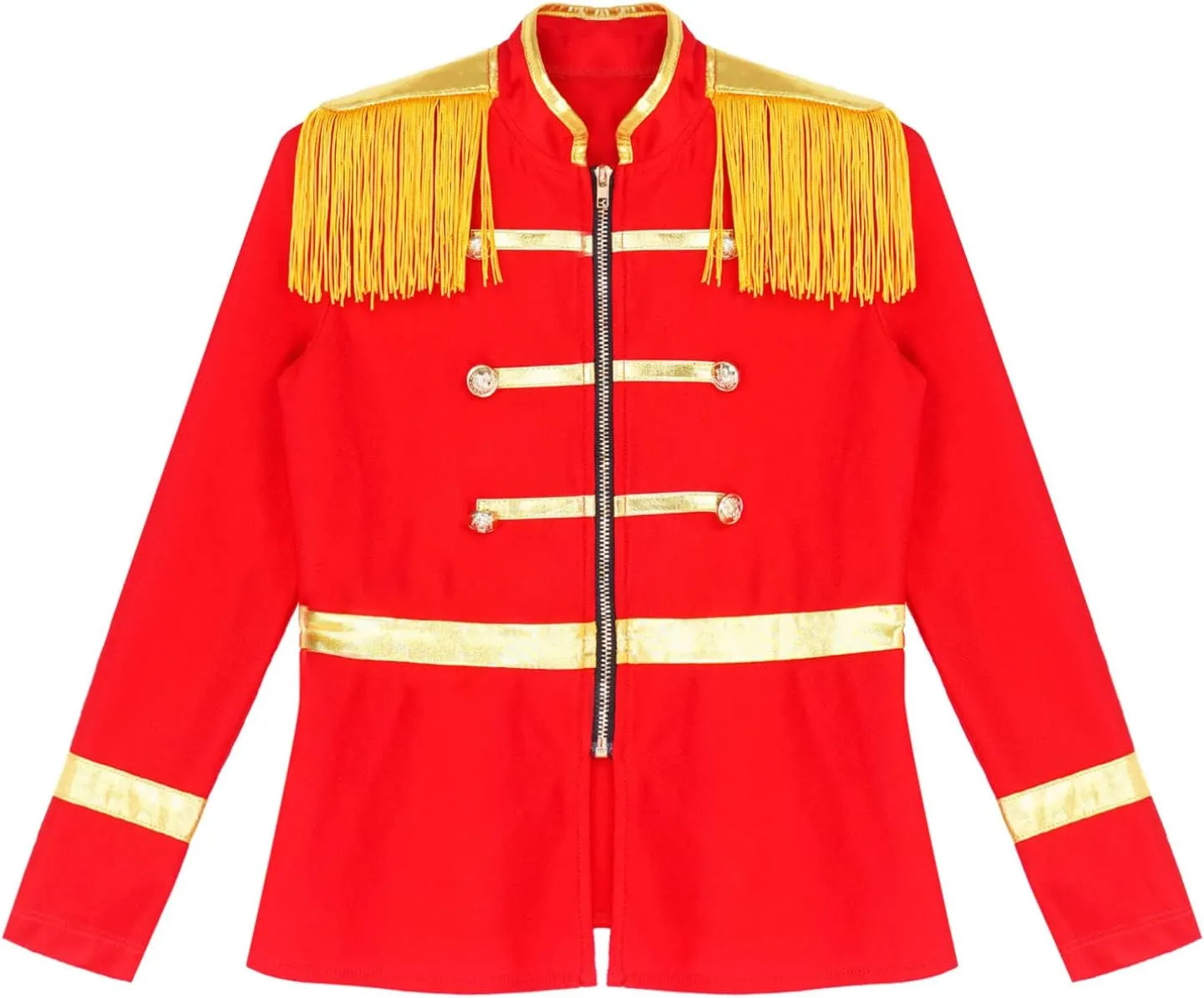 TiaoBug Kids Boys Girls Halloween Costume Red Circus Ringmaster Drum Majorette Costumes Tassel Jacket