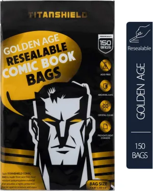 TitanShield Golden Age Re-Sealable Comic Book Bags (150 Count)