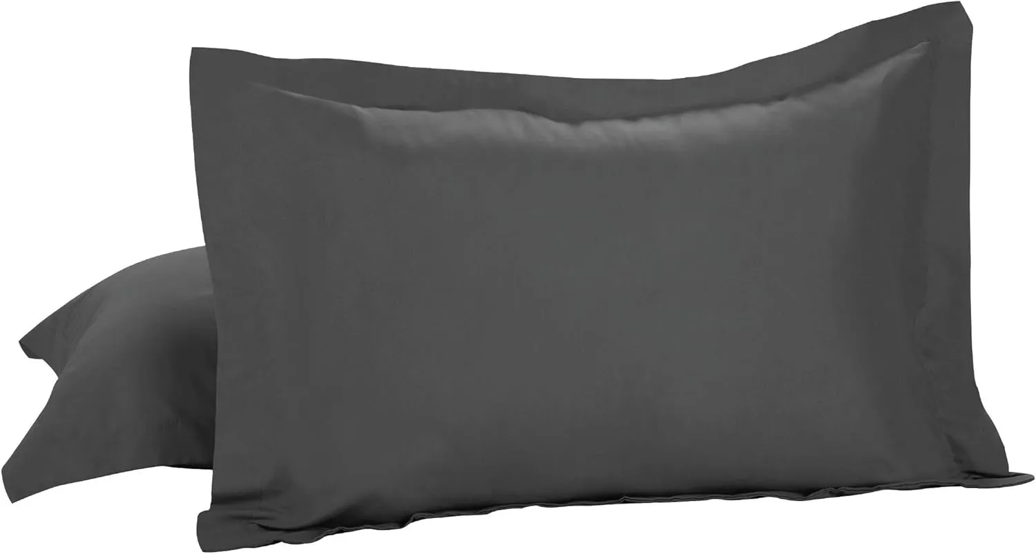 Today’s Home Tailored Bed Pillow Shams, Cotton Blend Design, Standard, Grey, 2-Pack