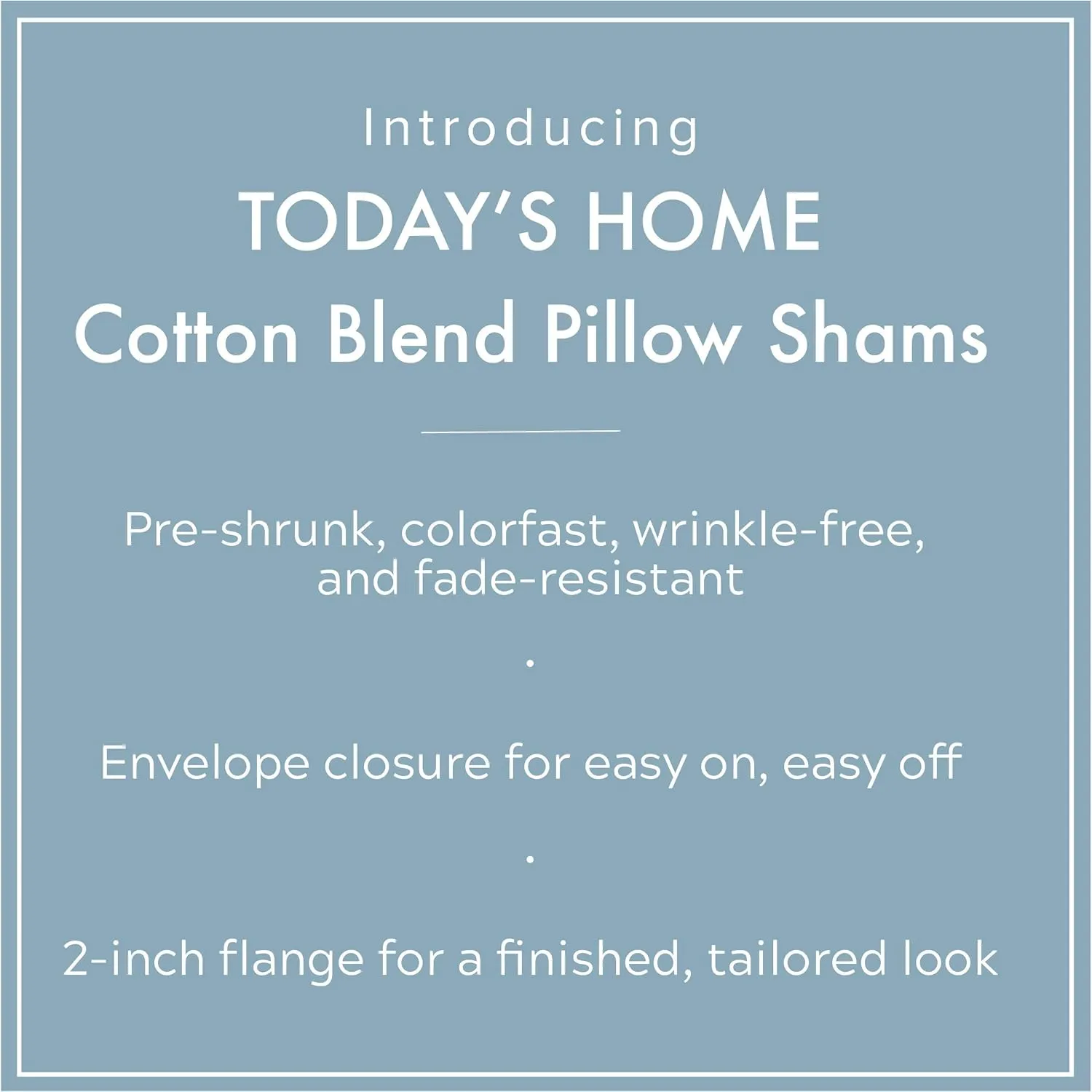 Today’s Home Tailored Bed Pillow Shams, Cotton Blend Design, Standard, Grey, 2-Pack