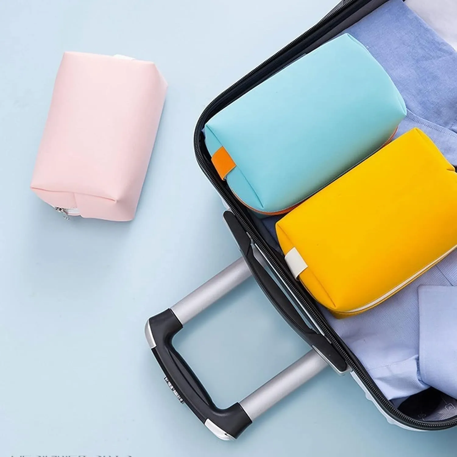 Toiletry Travel Cosmetic Makeup Case Women Zipper Make Up Handbag Organizer Storage Pouch Wash Bags (Orange Red)