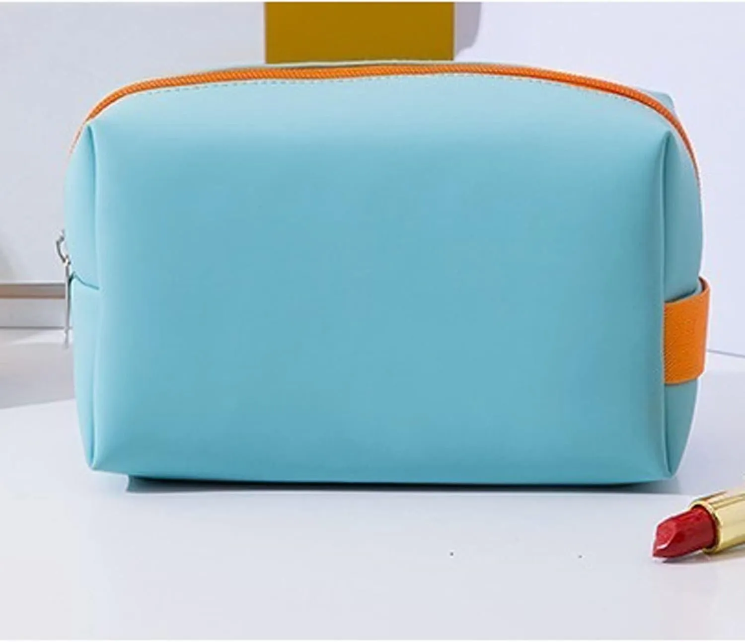 Toiletry Travel Cosmetic Makeup Case Women Zipper Make Up Handbag Organizer Storage Pouch Wash Bags (Orange Red)