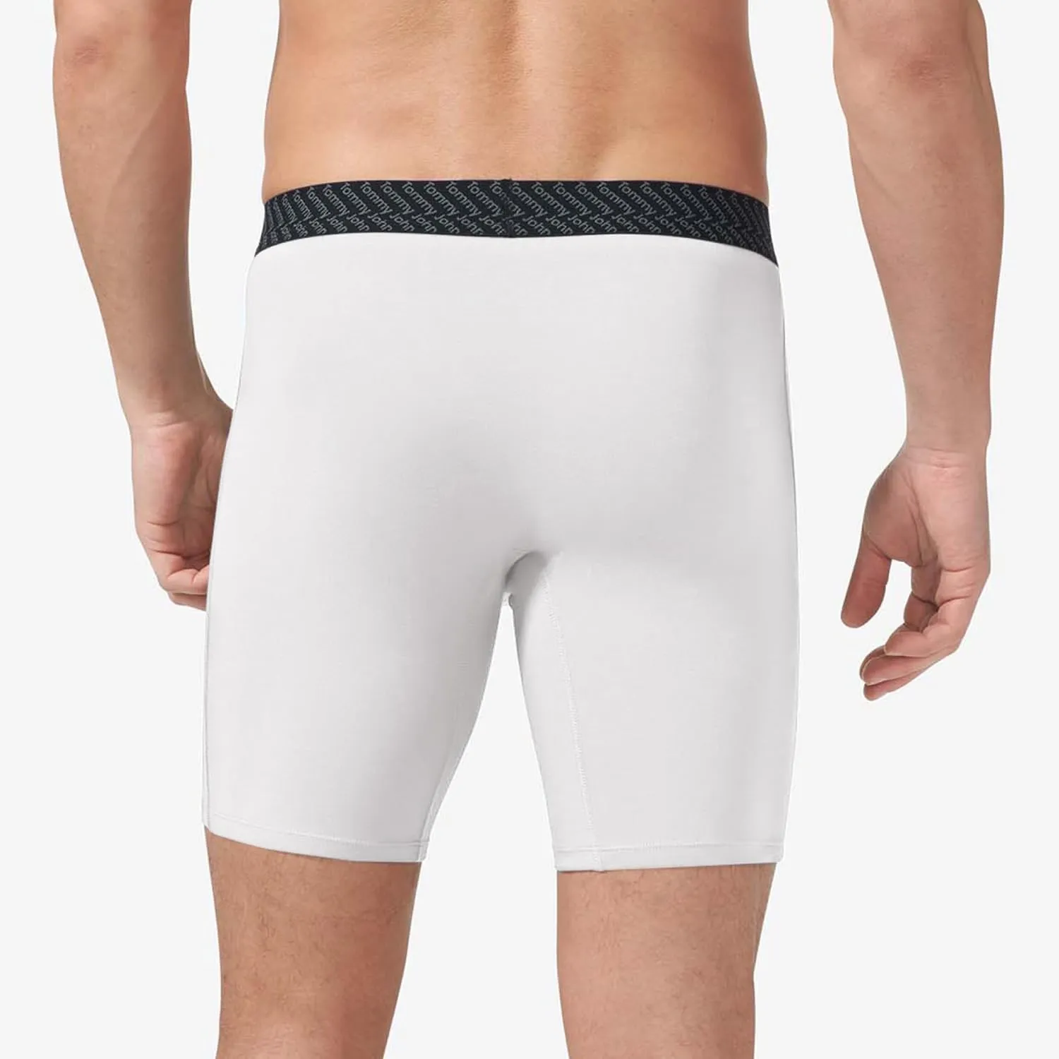 Tommy John Men’s Boxer Brief 8” Underwear - Cotton Basics Boxers with Supportive Contour Pouch