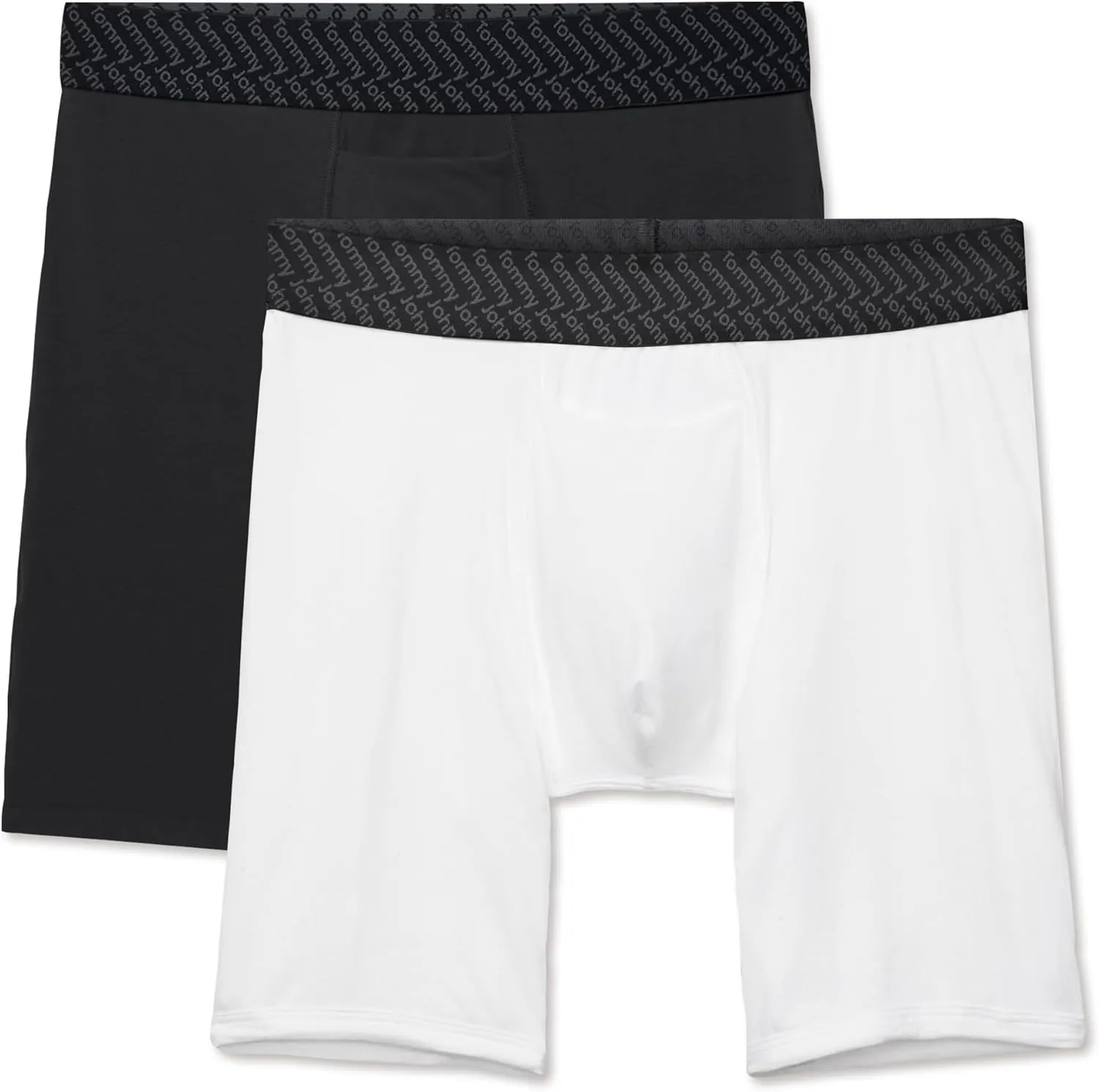 Tommy John Men’s Boxer Brief 8” Underwear - Cotton Basics Boxers with Supportive Contour Pouch