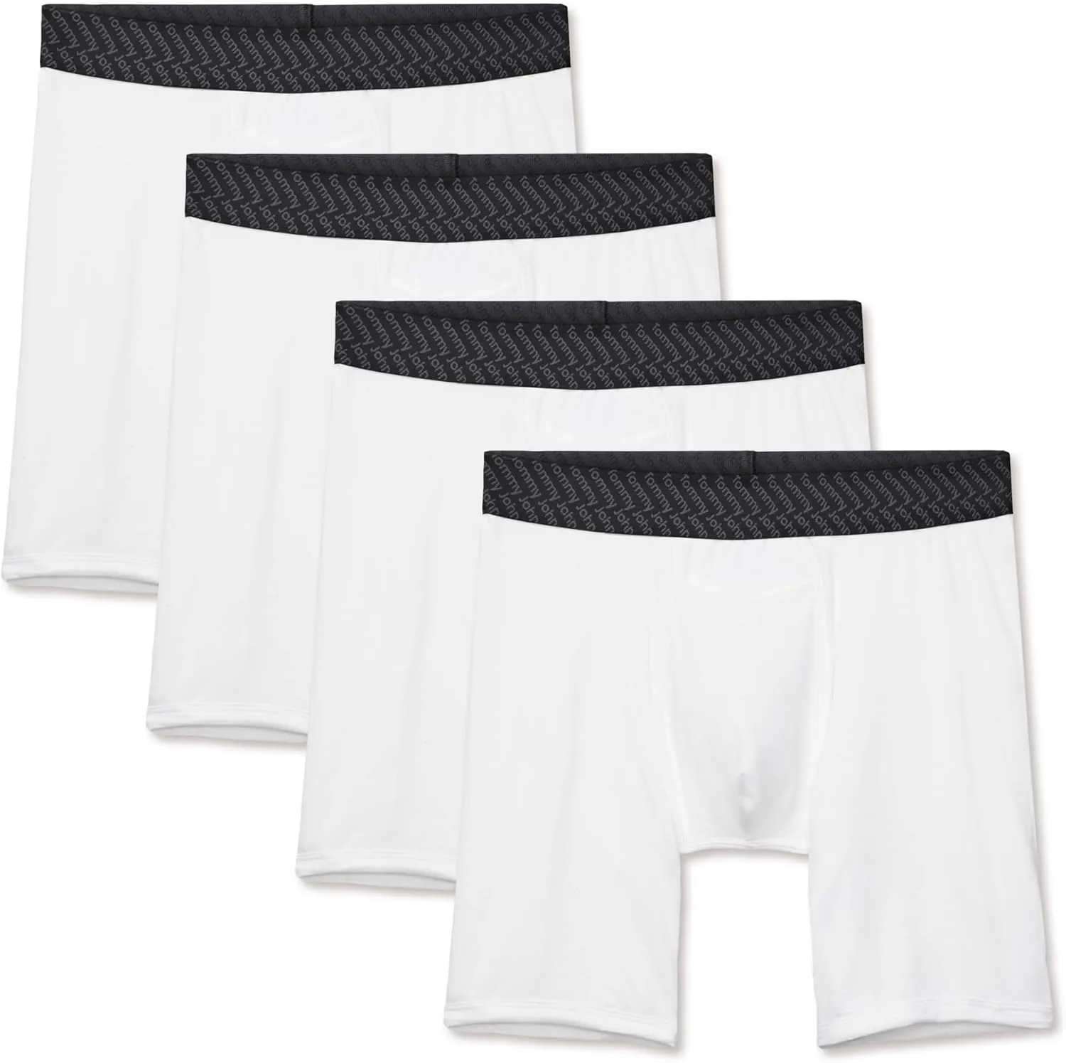 Tommy John Men’s Boxer Brief 8” Underwear - Cotton Basics Boxers with Supportive Contour Pouch