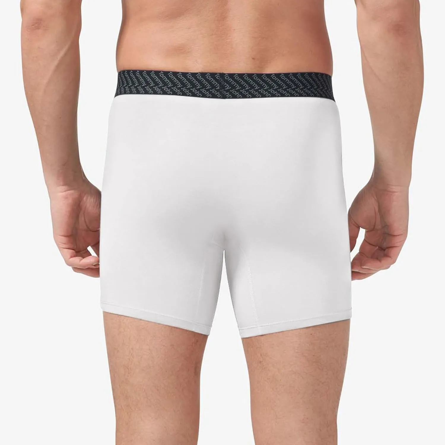 Tommy John Men’s Mid-Length Boxer Brief 6” Underwear - Cotton Basics Boxers with Supportive Contour Pouch