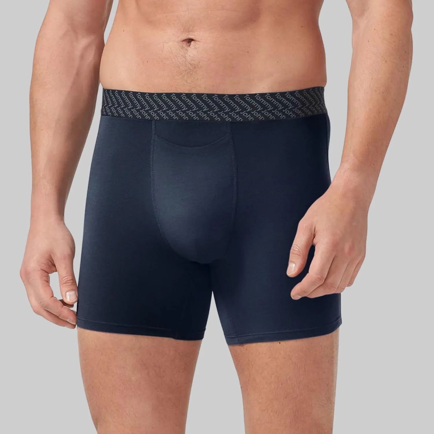 Tommy John Men’s Mid-Length Boxer Brief 6” Underwear - Cotton Basics Boxers with Supportive Contour Pouch