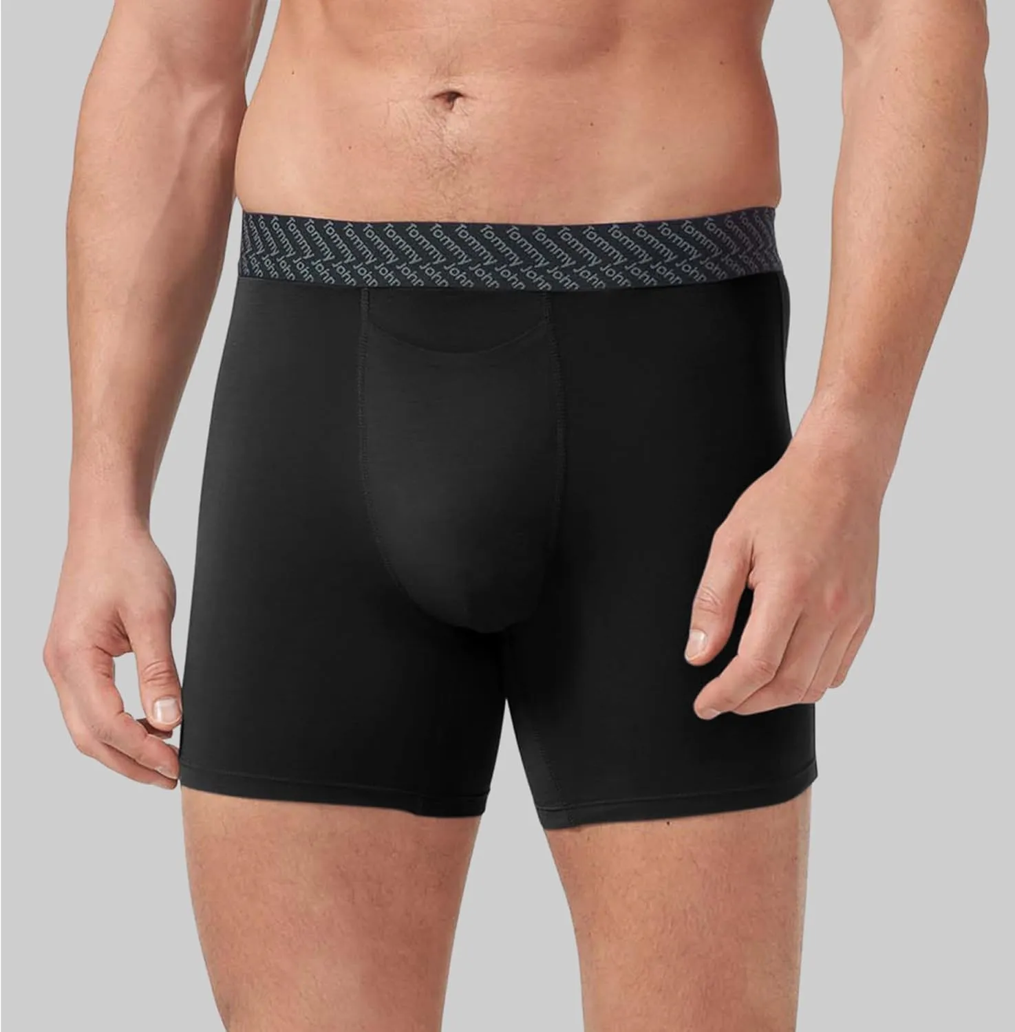 Tommy John Men’s Mid-Length Boxer Brief 6” Underwear - Cotton Basics Boxers with Supportive Contour Pouch