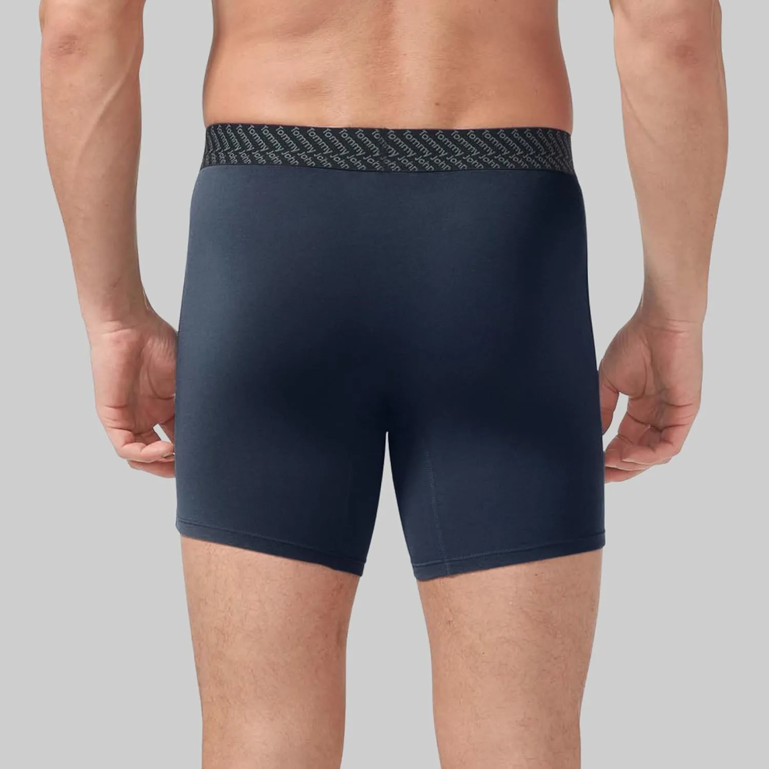 Tommy John Men’s Mid-Length Boxer Brief 6” Underwear - Cotton Basics Boxers with Supportive Contour Pouch