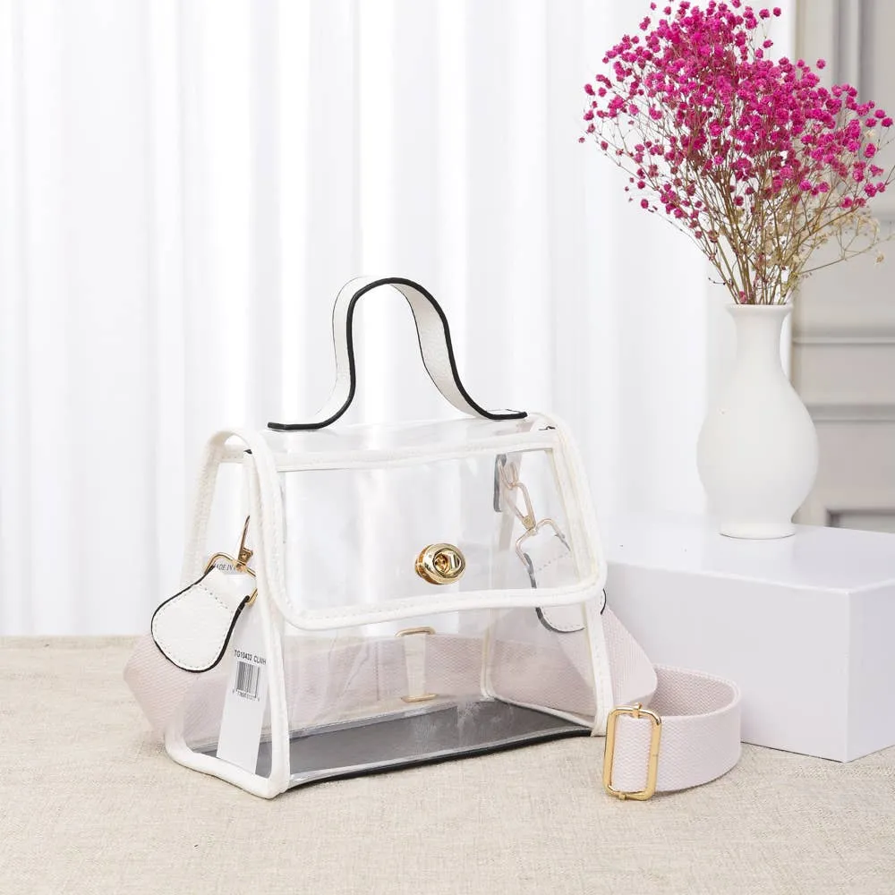 Top handled white stadium bag