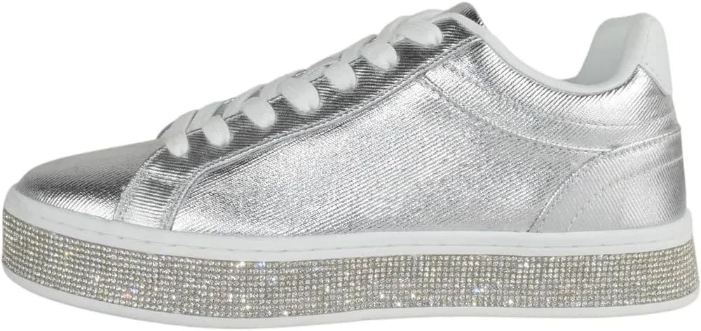 TOP Moda Shoes Women Flat Fashion Platform Sneakers Crystals Rhinestone Bling Lace Up Aerie-1