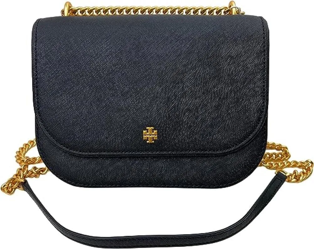 Tory Burch 147214 Emerson Black With Gold Hardware Leather Women's Adjustable Shoulder Bag
