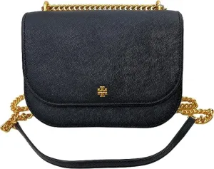 Tory Burch 147214 Emerson Black With Gold Hardware Leather Women's Adjustable Shoulder Bag