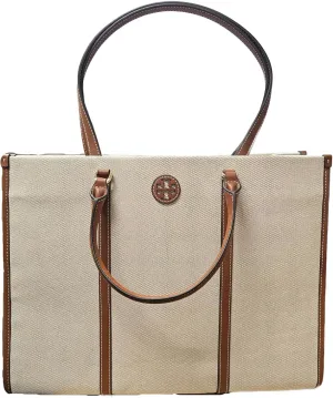 Tory Burch 155079 Blake Tan/Brown With Gold Hardware Canvas Women's Tote Bag