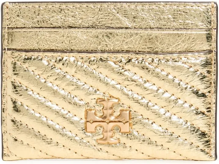 Tory Burch Women's Kira Metallic Moto Quilt Card Case