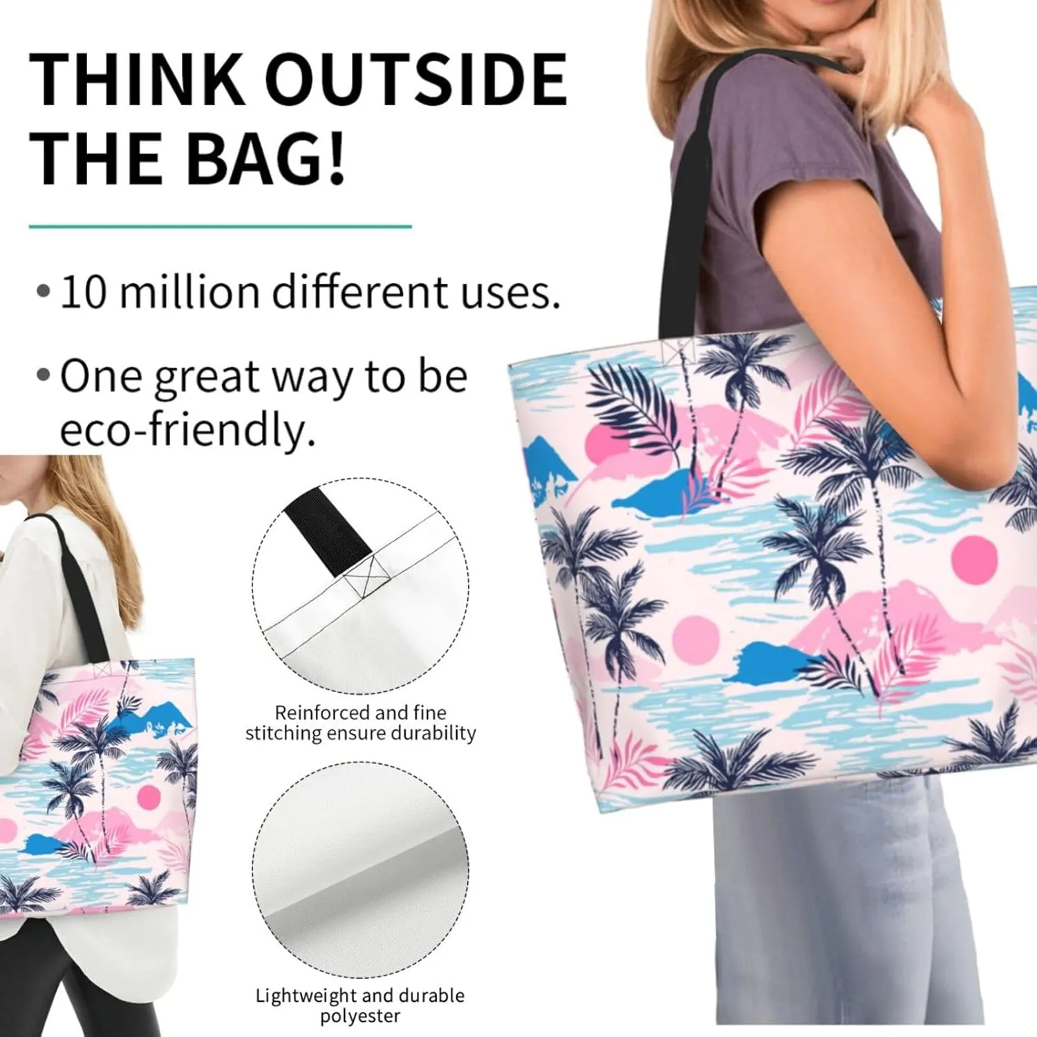 Tote Bag Beach Bag for Women Reusable Grocery Large Shopping Shoulder Bag Travel Handbag