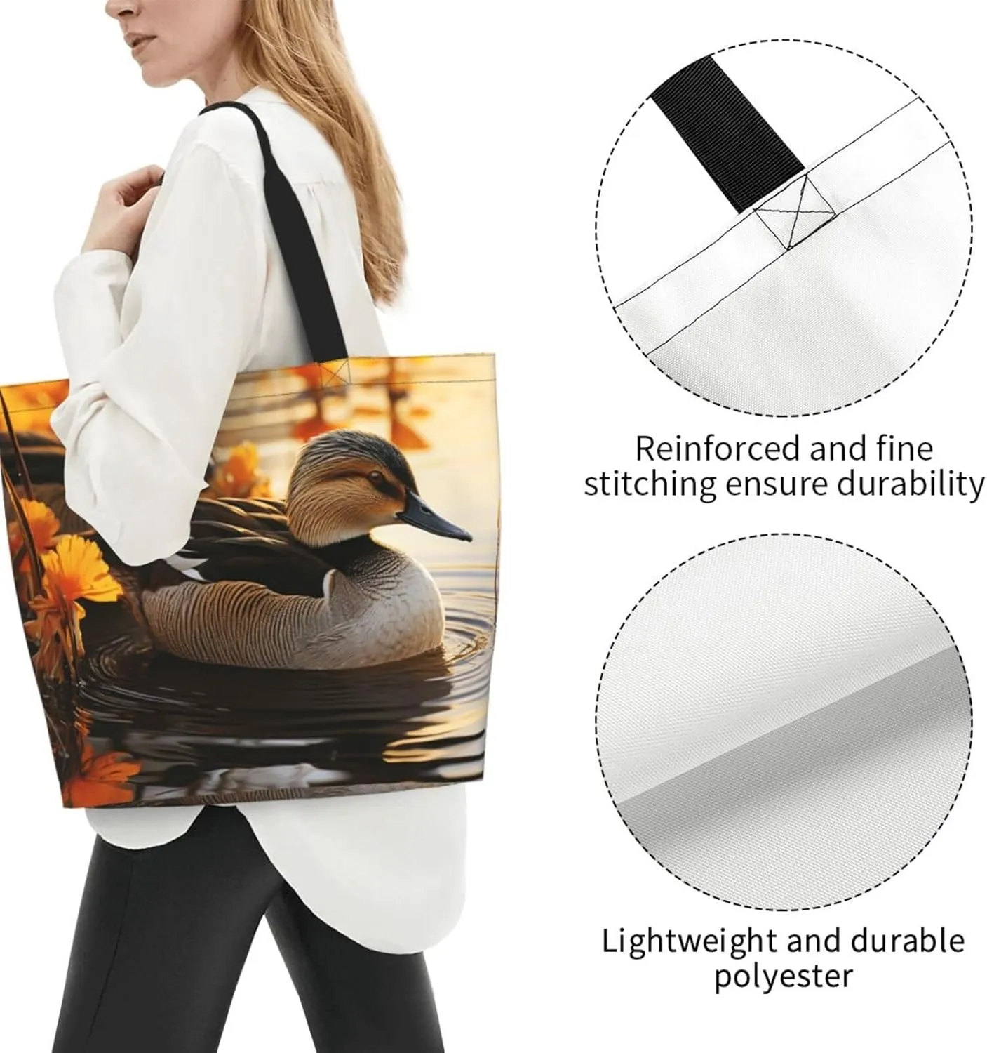 Tote Bag for Women Grocery Bag Reusable Shopping Bag Elephant in the Forest Handbag Foldable Shoulder Bag