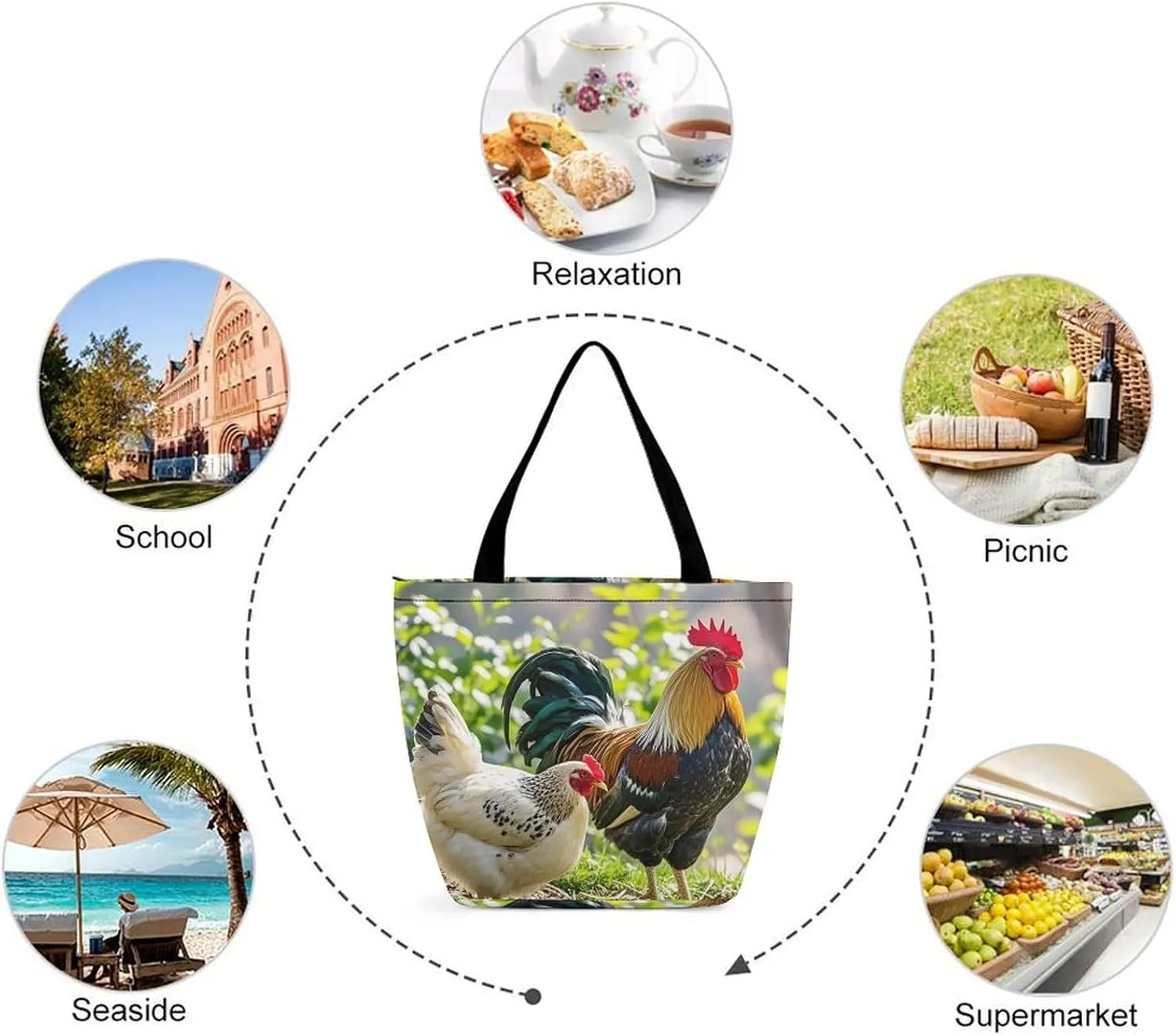 Tote Bag for Women Grocery Bag Snow Owl Foldable Shopping Bags Reusable Large Tote Bag