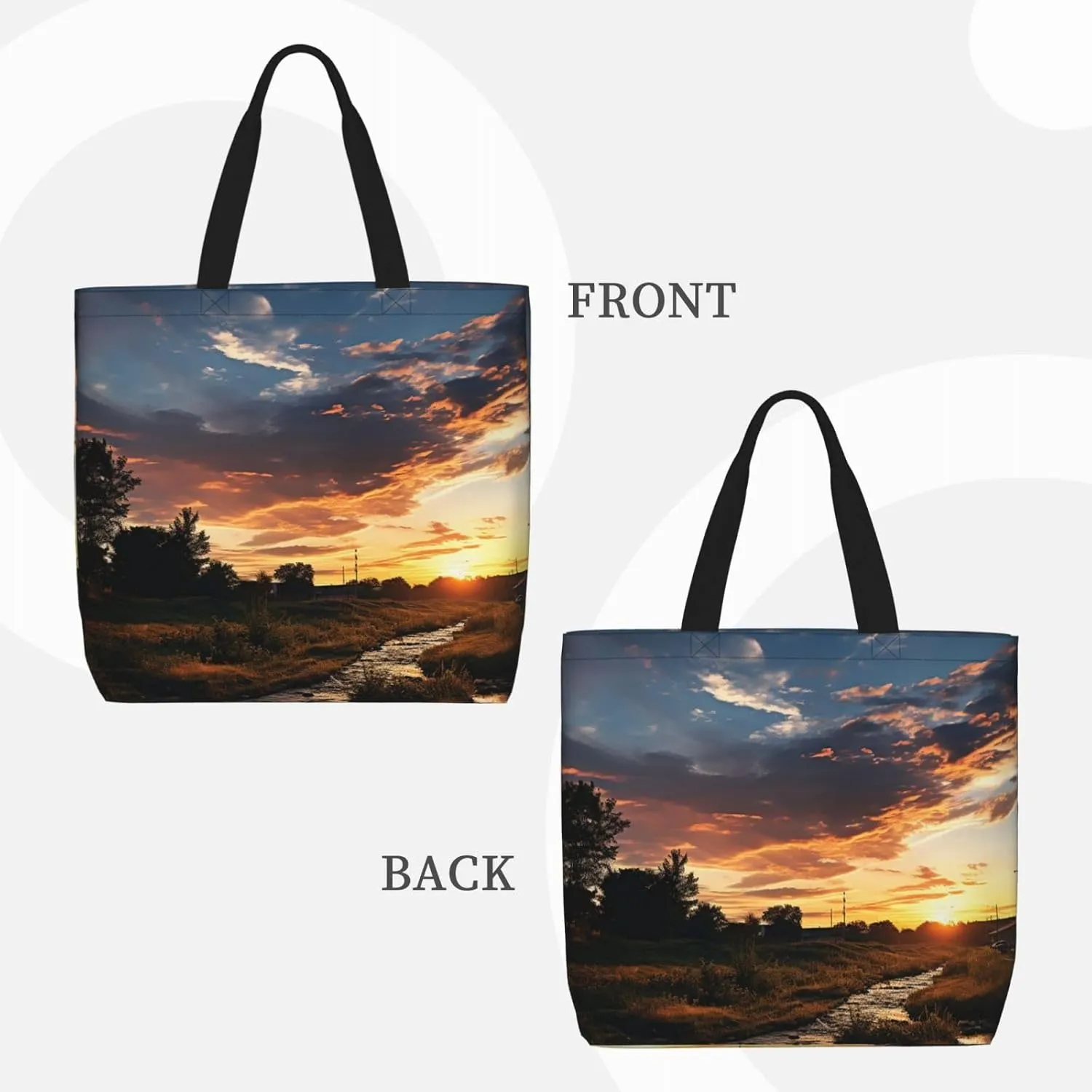 Tote Bag for Women Man On Boat In Lake Shoulder Bag with Zipper Handbag Large Capacity Reusable Grocery Bag