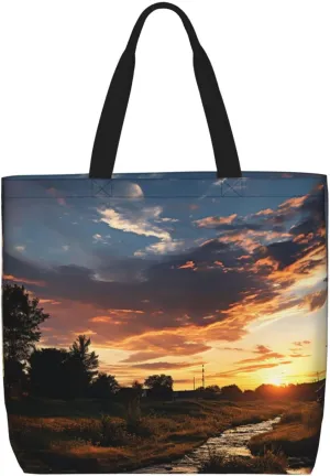 Tote Bag for Women Man On Boat In Lake Shoulder Bag with Zipper Handbag Large Capacity Reusable Grocery Bag