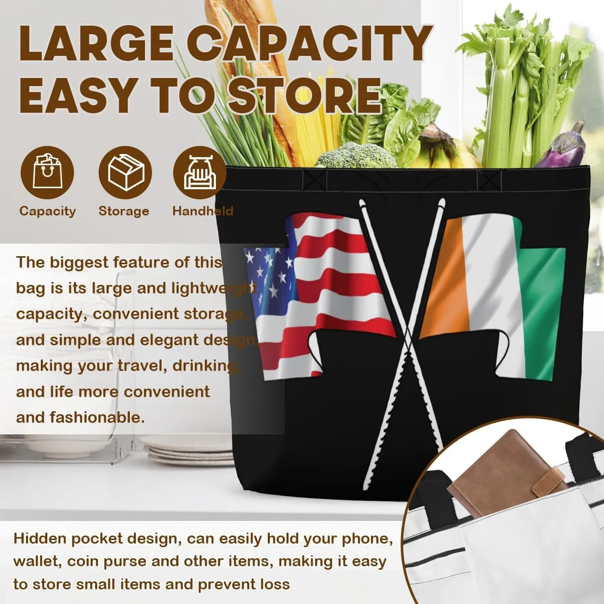 Tote Bag for Women Men Large Reusable Beach Shoulder Bags With Zipper for Gym Shopping Travel Gifts Yoga