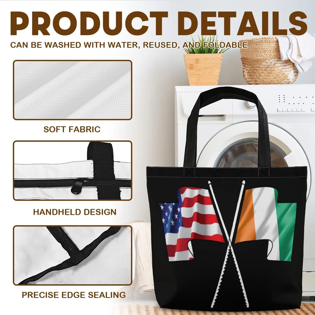 Tote Bag for Women Men Large Reusable Beach Shoulder Bags With Zipper for Gym Shopping Travel Gifts Yoga