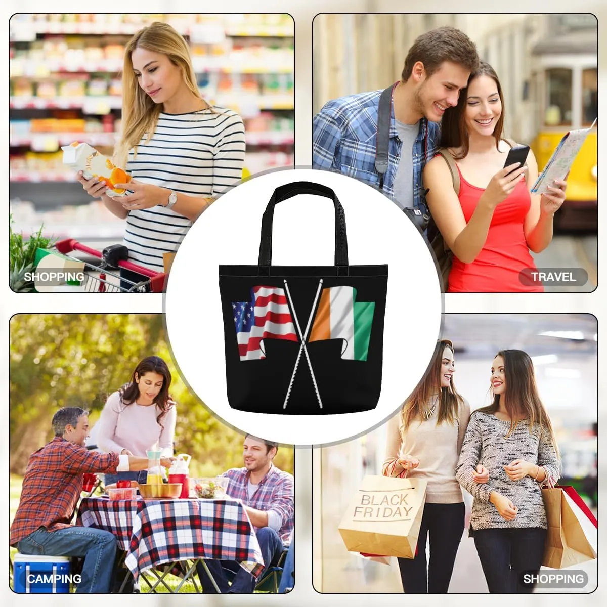 Tote Bag for Women Men Large Reusable Beach Shoulder Bags With Zipper for Gym Shopping Travel Gifts Yoga