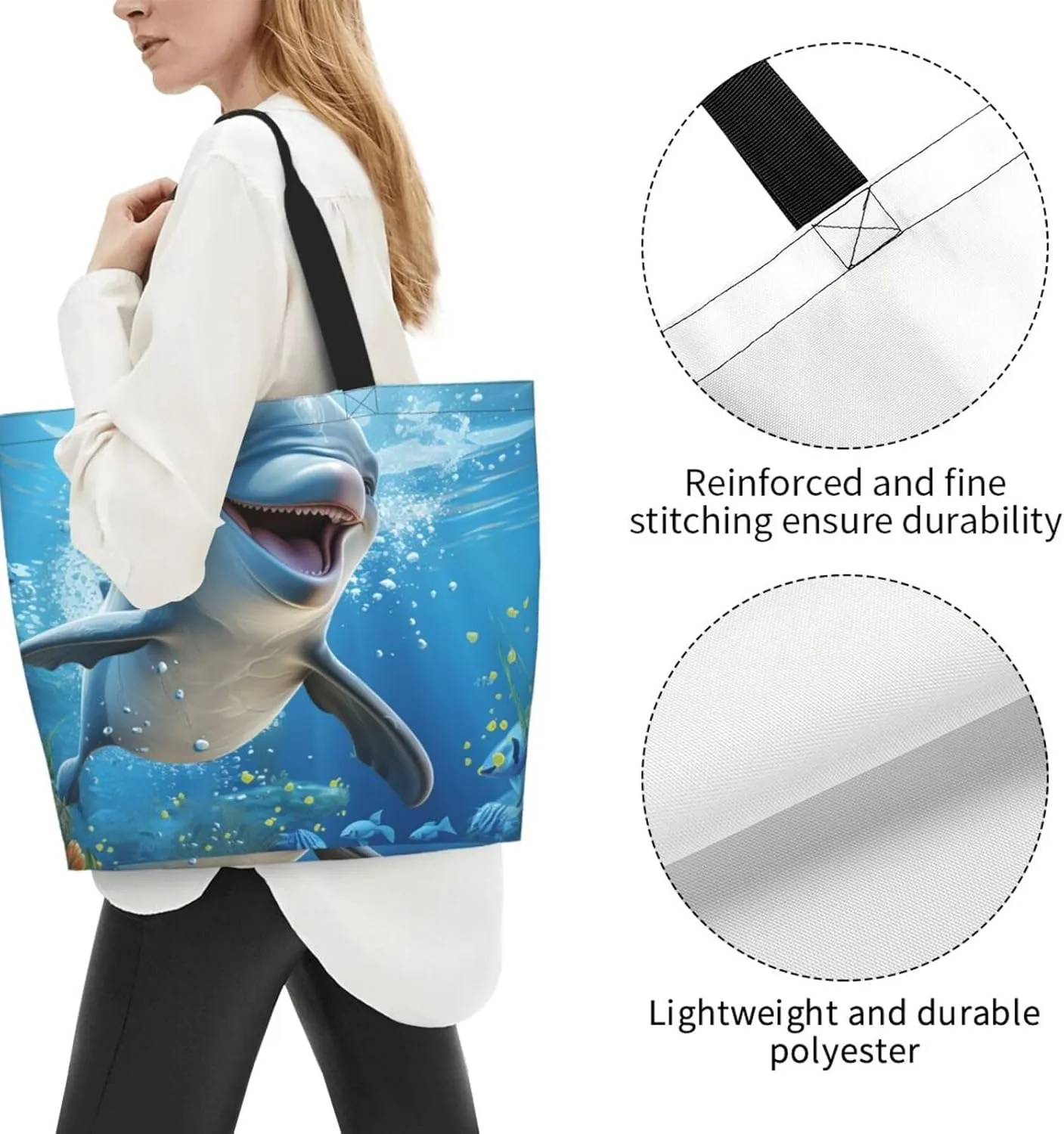 Tote Bag for Women Reusable Grocery Bag Shopping Bag Cats and Dogs Tote Bags Handbag Foldable Shoulder Bag