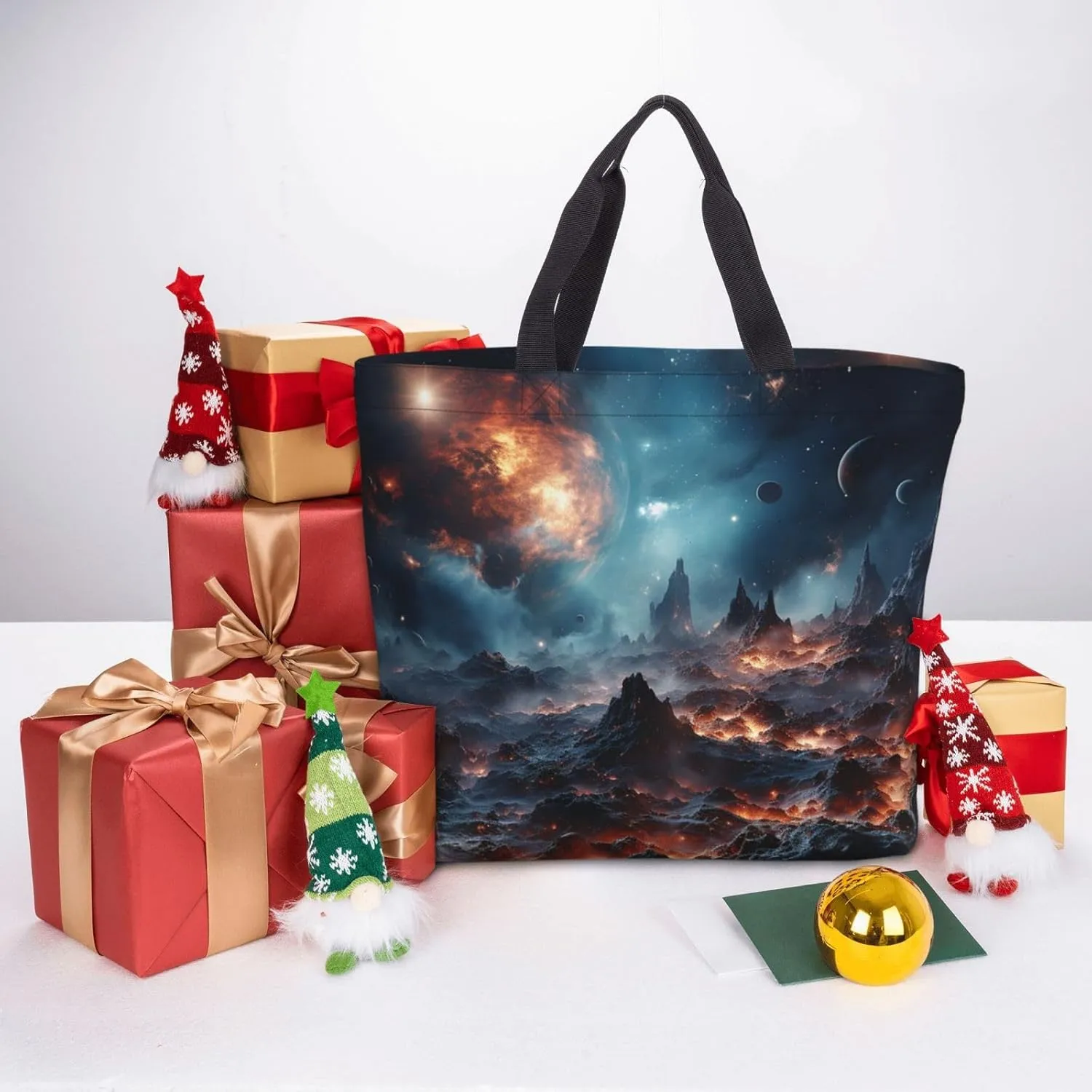 Tote Bag Large Capacity Grocery Bag With Zipper Golden Retriever Paw Prints Shopping Bag Shoulder Bag for Women