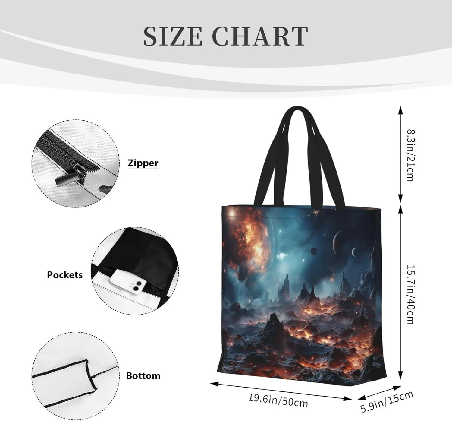Tote Bag Large Capacity Grocery Bag With Zipper Golden Retriever Paw Prints Shopping Bag Shoulder Bag for Women