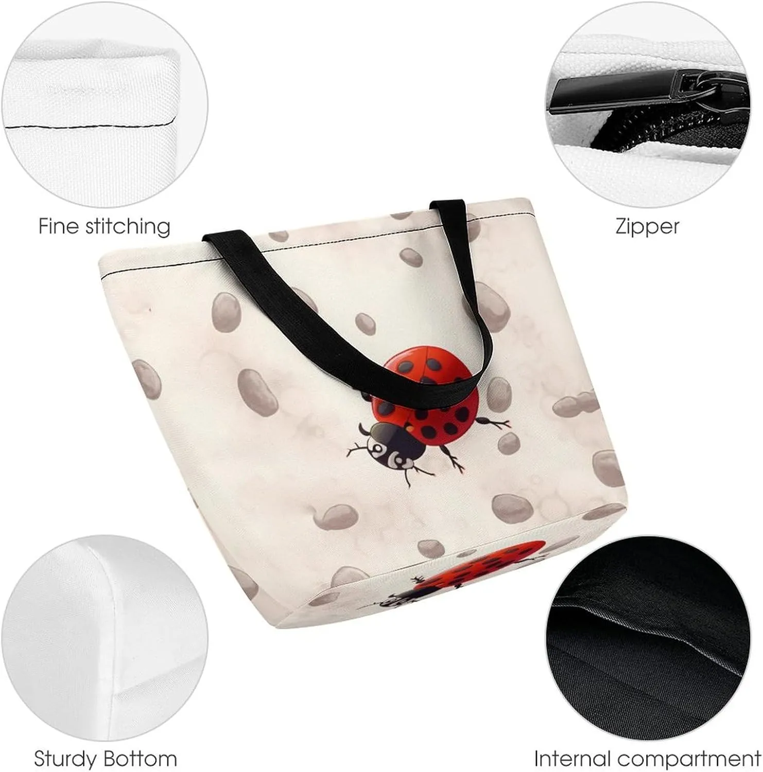 Tote Bag Reusable Grocery Bag Foldable Shopping Bag Extra Large Shoulder Bag Cute Cow Tote Bag for Travel Work
