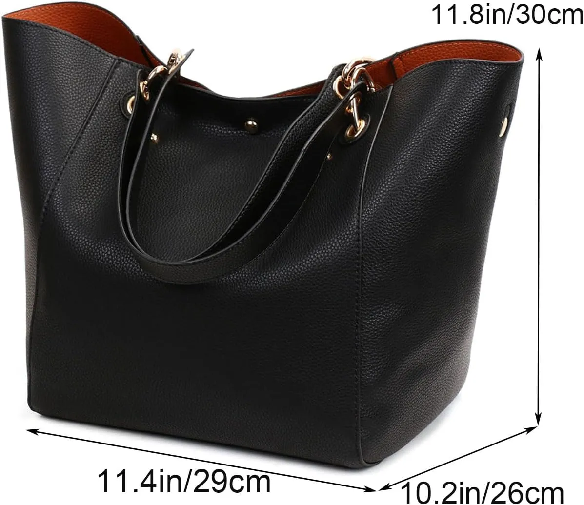 Tote Handbag for Women Large Capacity Work PU Leather Bucket Purse Designer Satchel Hobo Shoulder Bag