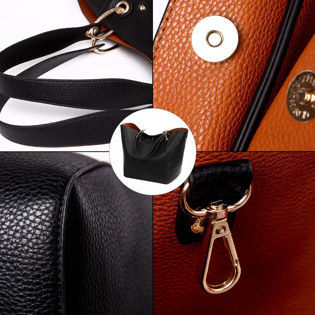 Tote Handbag for Women Large Capacity Work PU Leather Bucket Purse Designer Satchel Hobo Shoulder Bag