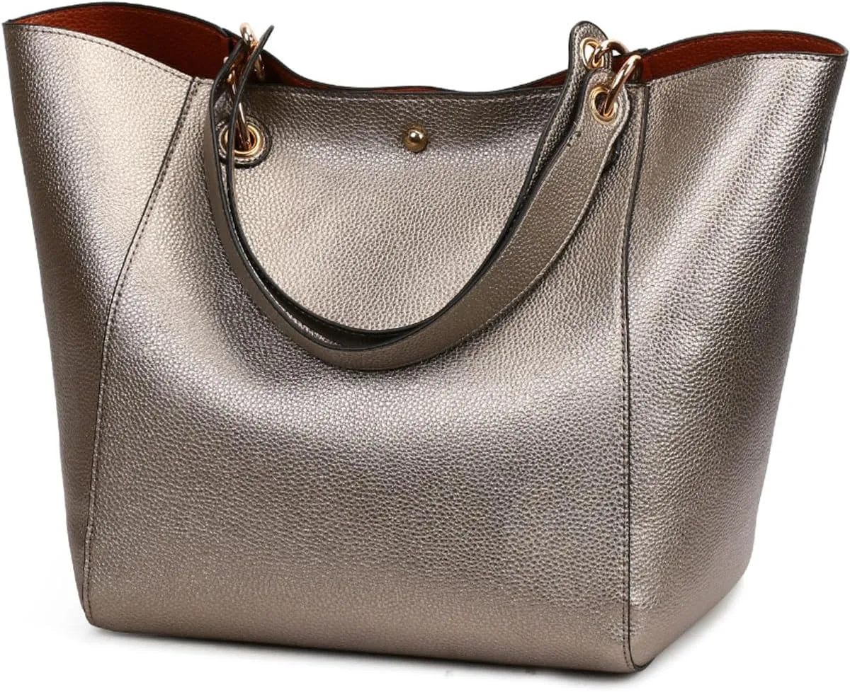Tote Handbag for Women Large Capacity Work PU Leather Bucket Purse Designer Satchel Hobo Shoulder Bag